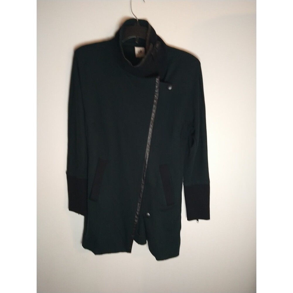 Cabi Turtleneck Asymmetrical Zip Coat Sm Edgy Olive Green Y2K City - Picture 3 of 11